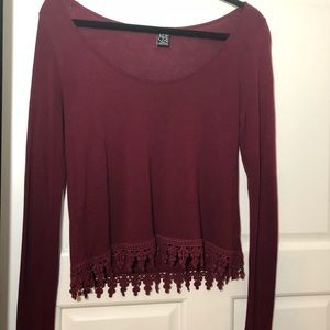 Maroon Scoop Neck Long Sleeve